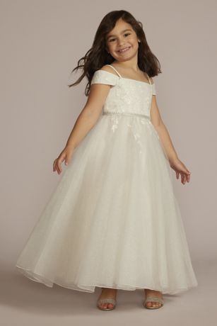 DB Studio Sparkle Organza Flower Girl Dress with Applique